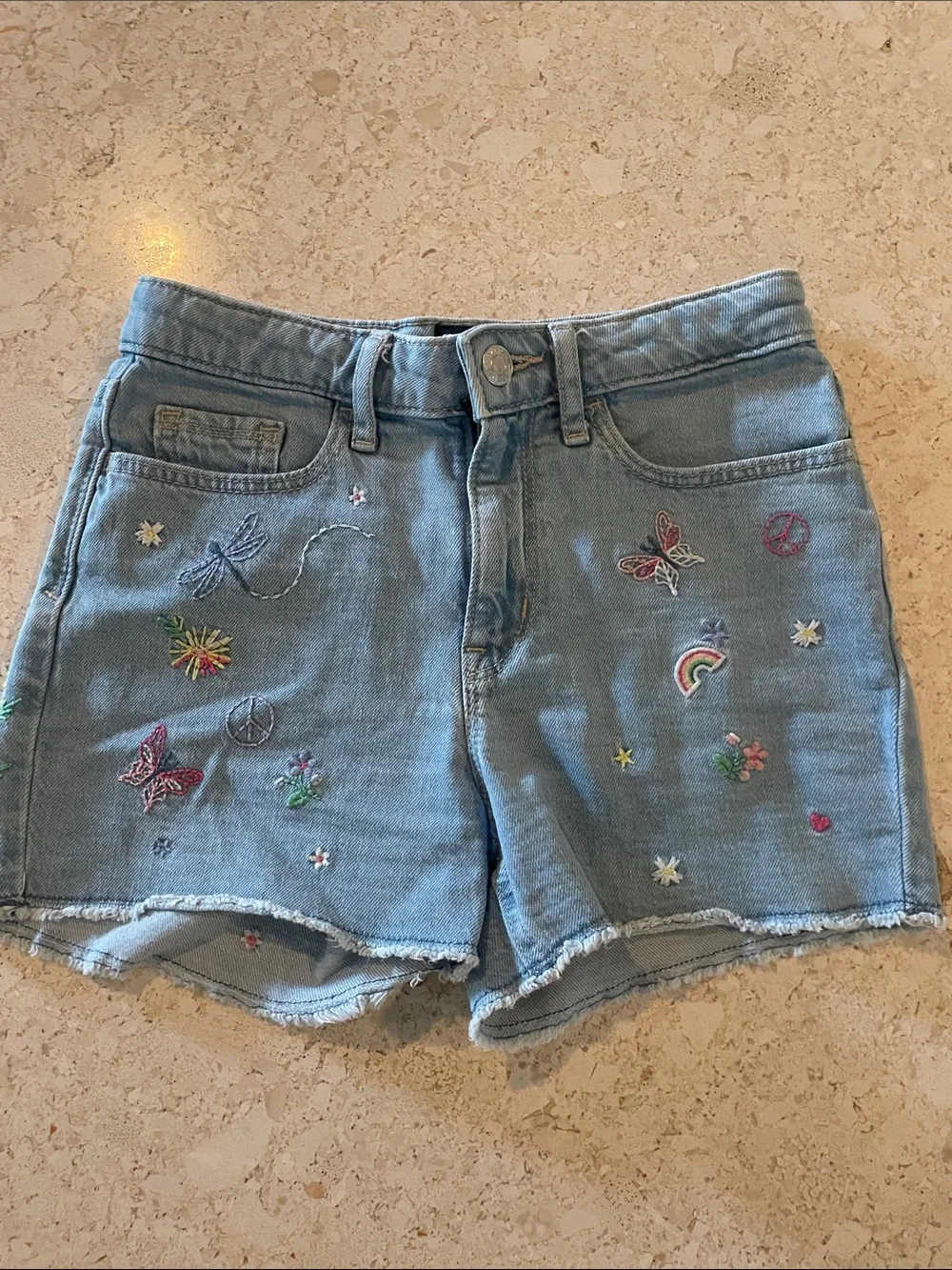 GAP Light Blue Embroidered Denim Shorts